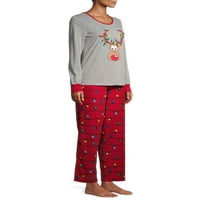 Jolly Jammies Eşleşen Aile Yılbaşı Pijama kadın ve kadın Artı Ren Geyiği Pijama Takımı, 2 Parça