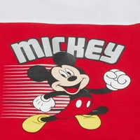 Mickey Mouse Bebek Yürüyor Boy Colorblock T-shirt ve Dimi Şort, Kıyafet Seti