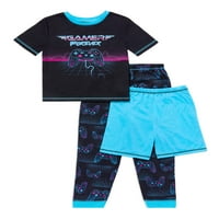 Komar Çocuk Boys 4'lü T-Rex' Kısa Kollu, Şortlu Uzun Pantolon, 3'lü Pijama Takımı