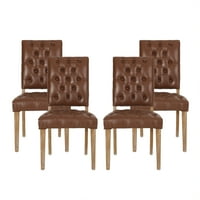 Noble House Uintah Kapalı Kumaş Yemek Sandalyeleri, 4'lü Set, Konyak Kahverengi, Doğal
