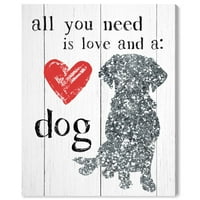 Wynwood Stüdyo Tipografi ve Tırnaklar Duvar sanatı Tuval Baskılar 'Aşk ve bir Köpek' Aşk Tırnak ve Sözler-Gri, Beyaz