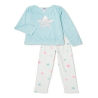 Bmagical Kızlar Uzun Kollu Kabarık Pullu Üst ve Süper Yumuşak Peluş Pantolon, 2 Parçalı Pijama Takımı, 4-12 Beden