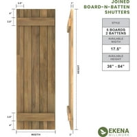 Ekena Millwork 1 2 W 39 H Americraft Beş Tahta Dış Gerçek Ahşap Birleştirilmiş Tahta-Çıta Panjurlar, Yosun Yeşili