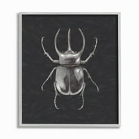 Stupell Industries Beetle Nötr Gri Mor Boyama Çerçeveli Duvar Sanatı Ziwei Li