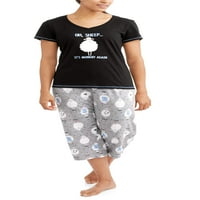 Kadın Pijama Takımı ve Kapri Uyku Pantolonu 2'li Pijama Takımı