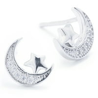Marisol & Haşhaş CZ Ay ve Yıldız Çıtçıt Gümüş Kadınlar için, Unisex