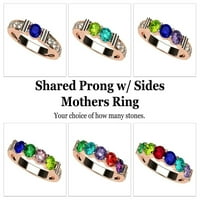 Nana Shared Prong W Side Stone Anneler Günü Yüzüğü 1- Taş 10k Gül Altın Kadın-Beden 5. - Taş 3