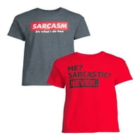 Mizah erkek ve Büyük erkek Sarcasm Grafik T-Shirt, 2'lipaket