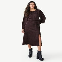 Kepçe Kadın Saten Raglan Pelerinli Elbise, Beden XS-XXL
