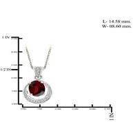 Jewellersclub Kadınlar için Gümüş Kolyeler -Kadınlar için Gümüş Kolye. Gümüş-Garnet Kolye Centerpiece, Beyaz Elmas