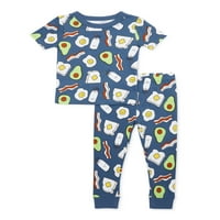 Wonder Nation Bebek ve Yürümeye Başlayan Çocuk Sıkı Oturan Pamuklu Pijama Takımı 2 Parça, Beden 12M-5T