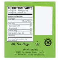 Carrington Çayı Nane Yeşili Çay Poşetleri, kont, 1. oz
