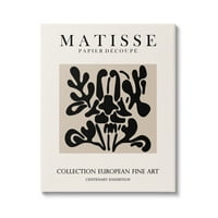 Stupell Industries Soyut Çağdaş Siyah Çiçek Tasarım Matisse Tipografi Tuval Duvar Sanatı, 30, Tasarım Ros Ruseva