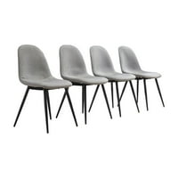 Roundhill Lassan Modern Çağdaş Gri Kumaş Yemek Sandalyeleri, 4'lü Set