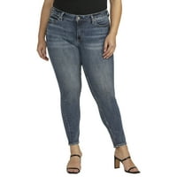 Gümüş Jeans A.Ş. Kadın Artı Boyutu Suki Orta Rise Skinny Bacak Kot Bel boyutları 12-24