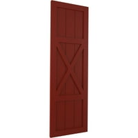 Ekena Millwork 15 W 27 H Gerçek Fit PVC Merkezi X-Board Çiftlik Evi Sabit Montajlı Panjurlar, Biber Kırmızısı