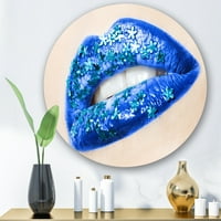 Güzel Kadın Dudaklar Mavi Çiçekler Boyama Sanat Baskılar