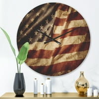 Designart 'Amerikan Bayrağı Gradyanı' Modern Ahşap Duvar Saati