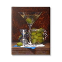 Stupell Industries Olive Martini Kokteyl Barı Karanlık Natürmort 40, Tasarım Todd M. Casey