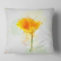 Designart Sarı Çiçek Kroki Suluboya - Çiçekli Kırlent - 18x18