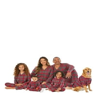 Tatil Zamanı Eşleşen Aile Kırmızı Pazen Pijama Takımı