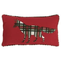 Rizzy Home 18 x18 kırmızı ekose ayı polyester dolgulu yastık