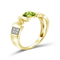 Kuyumcu Kulübü Peridot Yüzük Birthstone Takı - 0. Karat Peridot 14 K Altın Kaplama Gümüş Yüzük Takı ile Beyaz Elmas