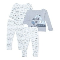Tatlı Pasta Hayalperestler Bebek ve Bebek Erkek Uzun Kollu Rahat Fit Pamuklu Pijama, 4 Parçalı Set