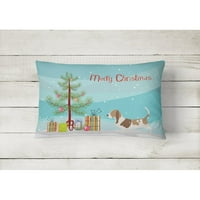 Carolines Hazineleri BB2920PW Basset Hound Merry Christmas Ağacı Tuval Kumaş Dekoratif Yastık, 12 H x 16 W, renkli