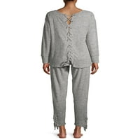 Mina Lisa Kadın Haftasonu Polar Dantelli Pijama Takımı, 2 Parça