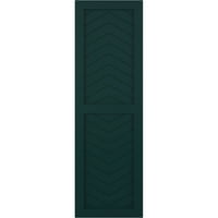 Ekena Millwork 18 W 47 H Gerçek Fit PVC İki Panel Chevron Modern Stil Sabit Montajlı Panjurlar, Termal Yeşil