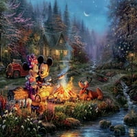 Ceaco - Thomas Kinkade - Disney - Mickey ve Minnie Sweetheart Kamp Ateşi - Birbirine Kenetlenen Yapboz