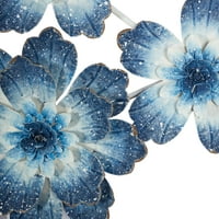DecMode Mavi Metal Çiçek Duvar Dekoru