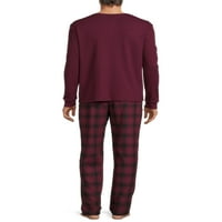 Sealy Erkek Waffle Üstü ve Pazen Joggers Pijama Takımı, 2 Parça