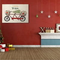 Stupell Industries Oh Ne Eğlenceli Noel Duyguları Kırmızı Tandem Bisiklet Tuval Duvar Sanatı, 48, Design by Zirkus