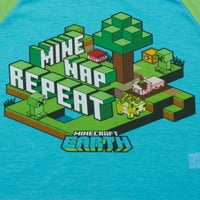 Minecraft Erkek Çocuk Kısa Kollu Üst, Uzun Pantolon ve Şort, 3'lü Pijama Takımı 4-10 Beden
