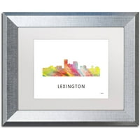 Marka Güzel Sanatlar 'Lexington Kentucky Skyline WB-1' Tuval Sanatı Marlene Watson, Beyaz Mat, Gümüş Çerçeve