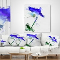 Designart Mavi Çan Çiçeği Kroki Suluboya - Çiçekli Kırlent - 12x20