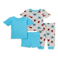 Susam Sokağı Erkek Bebek Pamuklu Örgü Pijama, 4 Parça Set, 12M-24M Bedenler