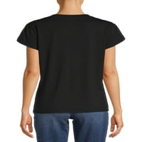 Dokuz.Sekiz Kadın Rahat Gevşek Fit Temel Kap Kollu kısa kollu tişört