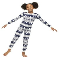 Jolly Jammies Erkek ve Kız Unise Fair Isle Şerit Eşleşen Aile Yılbaşı Pijama Takımı, Boyutu 4-12