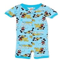 Mickey Mouse Yürümeye Başlayan Çocuk Pamuklu Örme Battaniye Uyuyan Pijama, 1 Parça, 2T-4T Bedenler