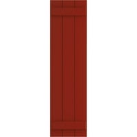 Ekena Millwork 1 8 W 39 H Gerçek Uyum PVC Üç Tahta Birleştirilmiş Tahta-n-Çıta Panjurlar, Ateş Kırmızısı