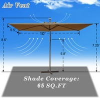 Güneşli 10 'Açık Asılı Ofset Veranda Şemsiye Muz Şemsiye LED Aydınlatma