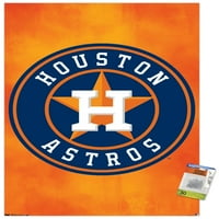 Houston Astros - İtme Pimleri ile Logo Duvar Posteri, 22.375 34