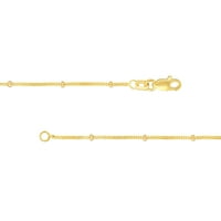 14 K Sarı Altın 24 D C Boncuk & Curb Saturn Zincir Kolye-Kadın