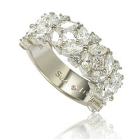 Koleksiyon Gümüş Çok Kesim Kübik Zirkonya Çiçek yıldönümü yüzüğü