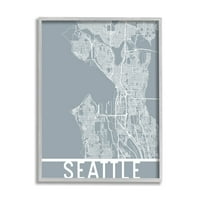 Stupell Industries Seattle Şehir Sokak Haritası Geometrik Ulaşım Izgarası Washington, 20, Design by Daphne Polselli