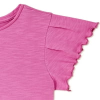 Merak Ulus Kızlar Fırfır Kollu Çocuk Sert Şantuk T-Shirt, 3-Pack, Boyutları 4-Artı
