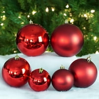 50ct Kırmızı Sıcak Parlak ve Mat Kırılmaz Noel Top Süsleri 2.4 -3 -4